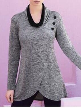 Stunning Joseph Ribkoff Grey w/Black details Top